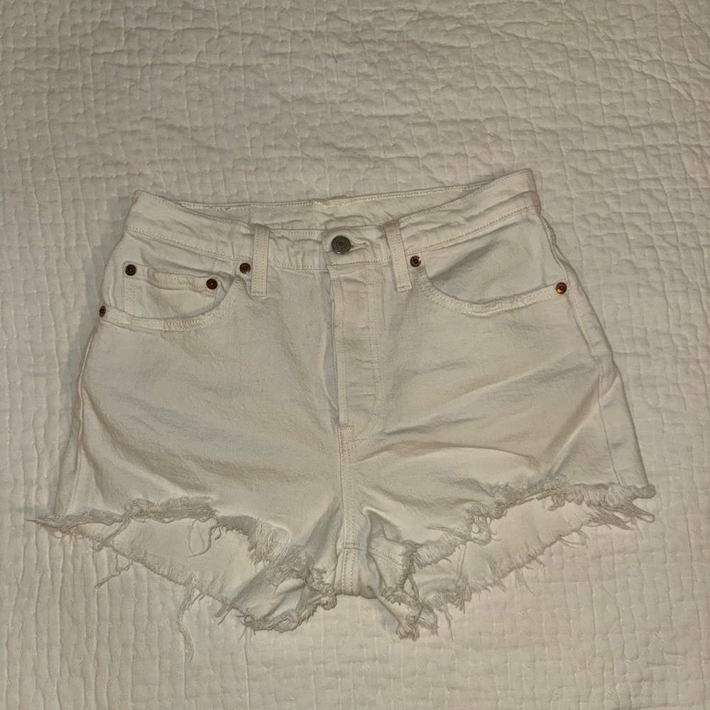 Levi's Women's 501 White Frayed Jean Shorts